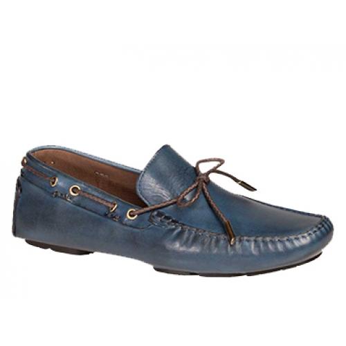 Bacco Bucci "Istria" Blue Calfskin Loafer Shoes 7780
